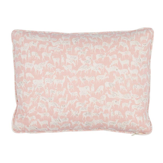 Contemporary Schumacher Fauna 16" Lumbar Pillow in Dusty Pink For Sale - Image 3 of 3