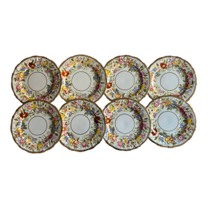 English Fine Bone China Floral 9 1/4" Porcelain Plates by Eaton and Hammersley - Set of 8