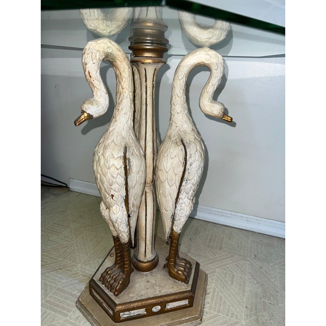 Neoclassical 1950s Mid-Century Italian Neoclassical Carved Swan Accent Table For Sale - Image 3 of 5