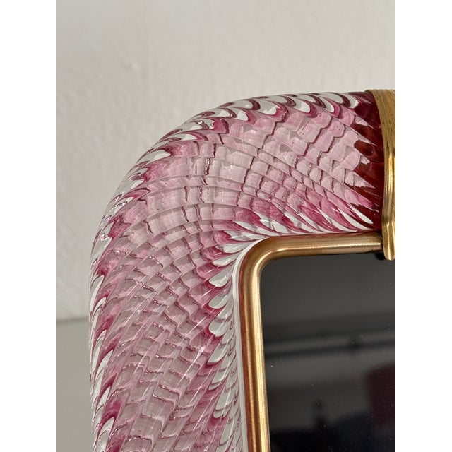 Italian Murano Twist Glass Picture Frame in Pink from Barovier & Toso, 1990s For Sale - Image 10 of 12