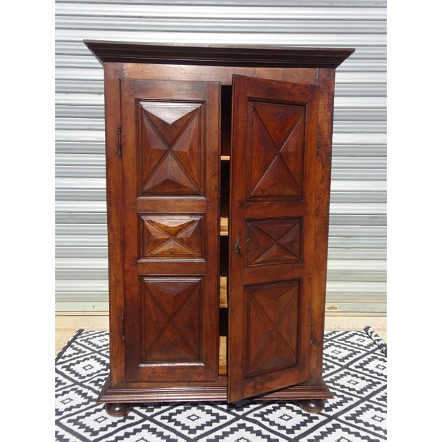 Louis XIII Style Walnut Wardrobe with Diamond Points For Sale - Image 16 of 18