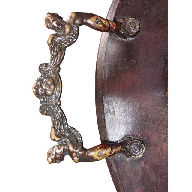 1930s Cocktail Table - Antique French Carved Small Serving Tray Renaissance Glass, Walnut For Sale - Image 5 of 8