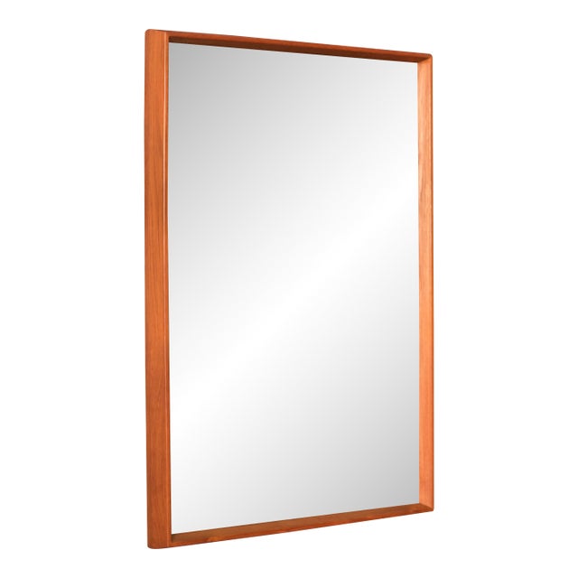 Sculptural Vintage Scandinavian Teak Hanging Wall Mirror For Sale