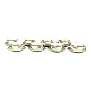 1900 - 1909 Antique Noritaki -Grasmere Pattern Teacups and Saucers Set- 16 Pieces