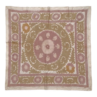 Neutral Tan Tashkent Suzani Wall Tapestry For Sale