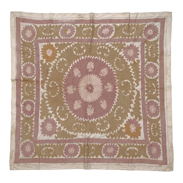 Neutral Tan Tashkent Suzani Wall Tapestry For Sale