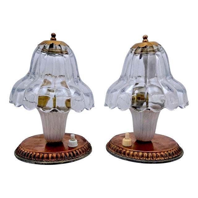 Murano Glass Lamps attributed to Barovier, 1950s, Set of 2 For Sale