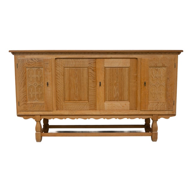 Mid-Century Brutalist Danish Oak Sideboard by Henning Kjærnulf for EG, 1960s For Sale