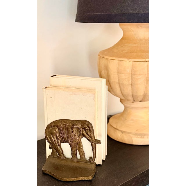 Stately Antique 1920’s Finely-Cast With Bronze Finish, ‘Mirrored’ Pair Elephant, Pachyderm Bookends. Perfect for a...