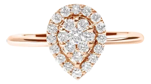 10K Rose Gold 3/8 Cttw Round-Cut Diamond Pear Promise Ring (I-J Color, I2-I3 Clarity) - Size 6