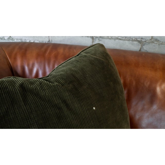 Ralph Lauren Chesterfield Cognac Leather and Corduroy Sofa For Sale - Image 16 of 17