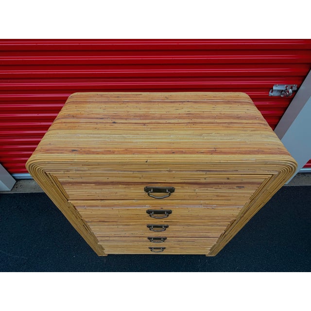 Vintage Gabriella Crespi Pencil Reed Rattan Tall Dresser For Sale In Philadelphia - Image 6 of 10