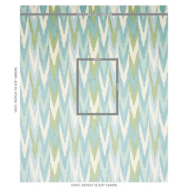 Abstract Sample- Schumacher Kashgar Velvet Ikat Fabric in Mineral & Leaf For Sale - Image 3 of 5