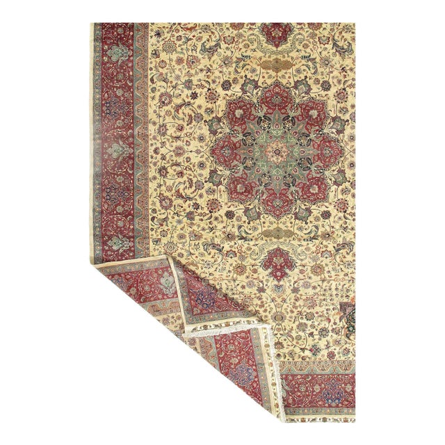 Original Persian Tabriz 60-Raj Handmade Hand-knotted Lamb's Wool on a Cotton Foundation Hand-Spun Wool Rug Vegetable Dyed...