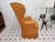 Mid-Century Modern Mid Century Modern Wingback Orange Chenille Chair For Sale - Image 3 of 9