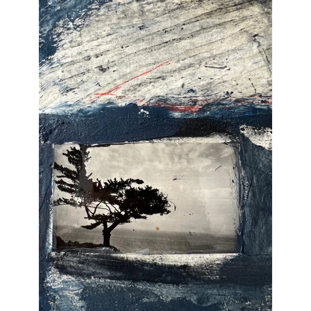 This is a drawing and collage on Japanese paper which was applied to a cream colored background paper to add weight to the...