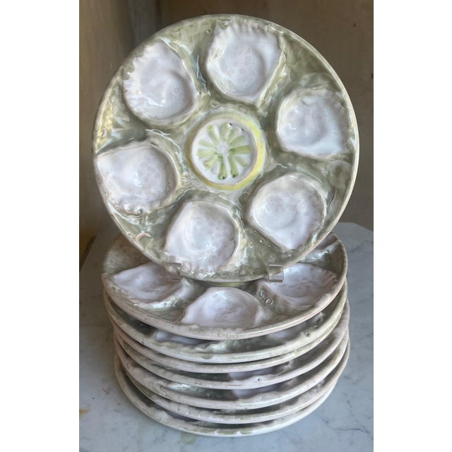 Contemporary Hand Painted European Pottery Oyster Plate For Sale - Image 3 of 12
