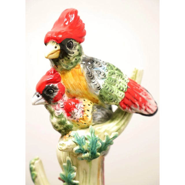Mid 20th Century Italian Porcelain Cardinal Birds - Pair For Sale In Charlotte - Image 6 of 8