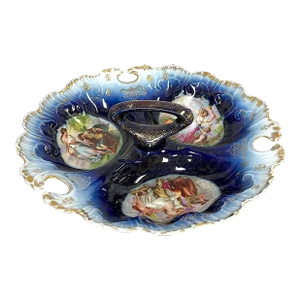 Antique Victoria Carlsbad Porcelain Separated Serving Dish With Handle Made in Austria