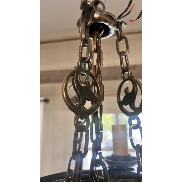 Gothic Late 20th Century Rejuvenation 15” Iron Chandelier For Sale - Image 3 of 7