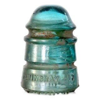 Antique Hemingray No. 12 Aqua Glass Telephone Insulator For Sale
