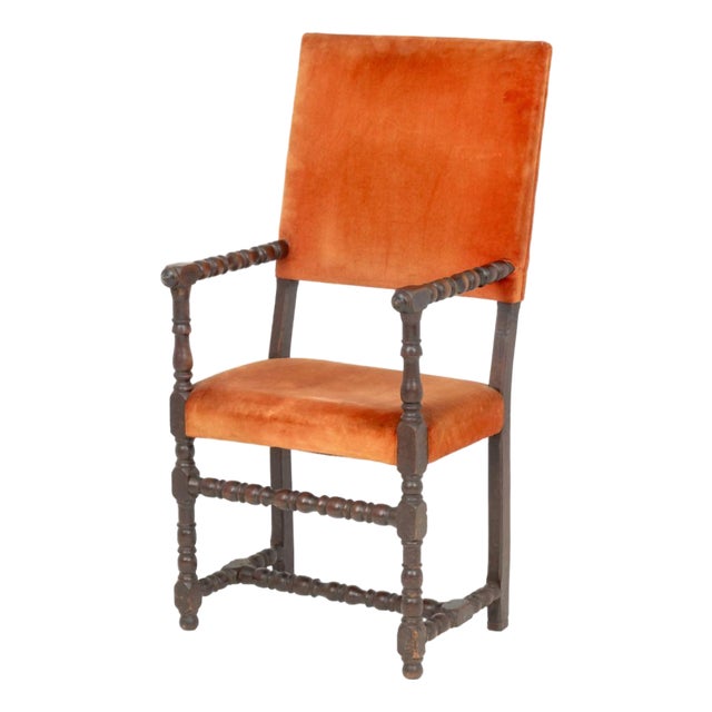 Italian Baroque Velvet Upholstered Armchair For Sale