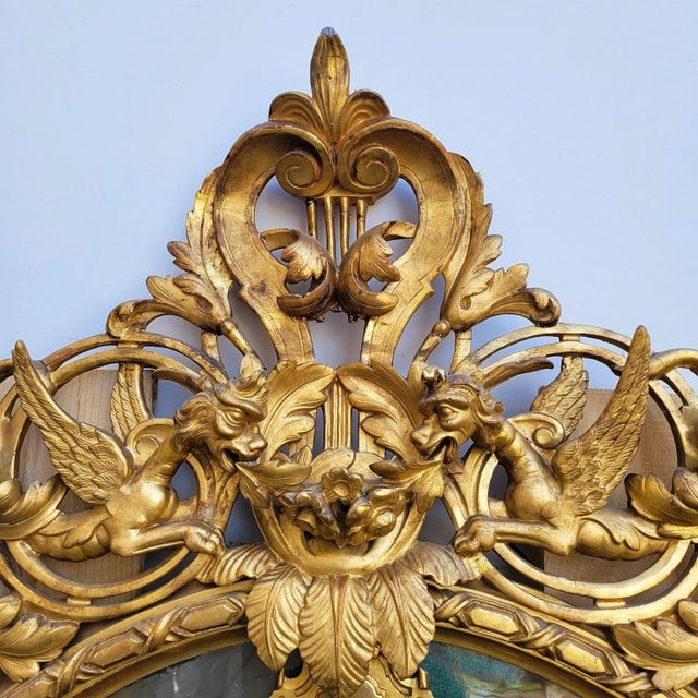 Large 19th Century Napoleon III Oval Mirror in Gilded Wood For Sale - Image 17 of 18