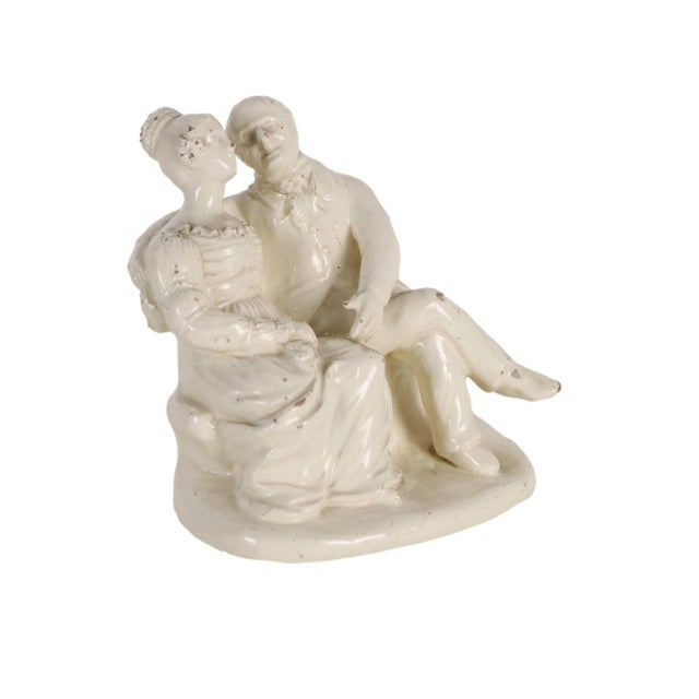 White Antique Gallant Couple Sculpture For Sale - Image 8 of 9