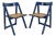 Mid-Century Modern Blue Wood and Wicker Folding Chairs from Bazzani, Italy, 1960s, Set of 2 For Sale