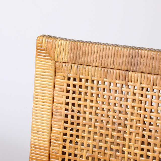 1970s Mid-Century Rattan & Bamboo Wrapped & Upholstered Chair Signed Bielecky Brothers For Sale - Image 5 of 17