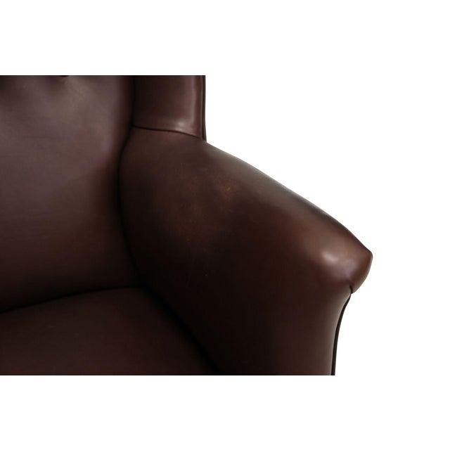 Danish Modern Leather Wingback Lounge Chair, Denmark, Circa 1940s For Sale - Image 9 of 12