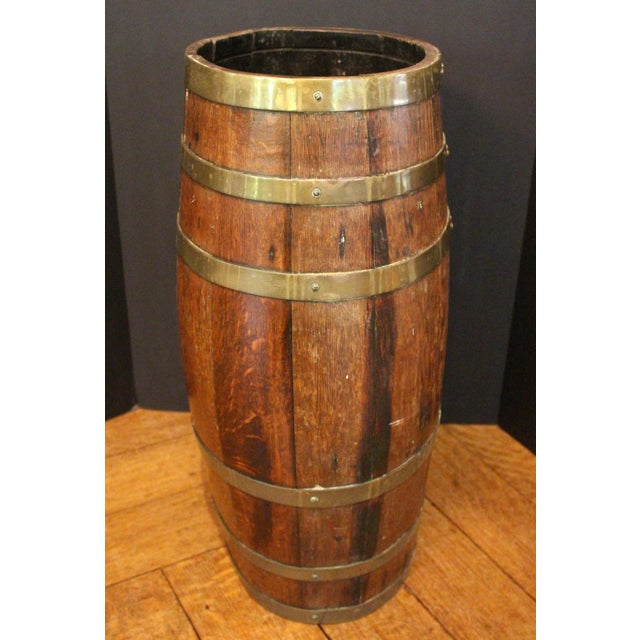 English Later 19th Century English Staved Brass Bound Barrel Stick Stand For Sale - Image 3 of 6