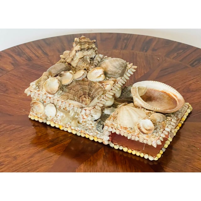 Coastal Antique Sailors Valentines Sea Shell Match Box Collectible For Sale - Image 3 of 5
