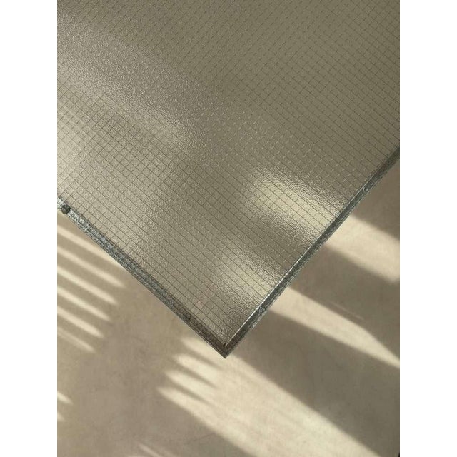 Silver Minimalist Stainless Steel Coffee Table with Wired Glass, 1960s For Sale - Image 8 of 10