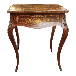 Louis XV Dutch Marquetry Satinwood Inlaid and Mahogany Single-Drawer Side Table