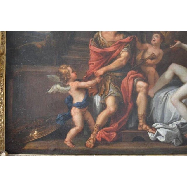 18th Century French School Oil Painting of Mars & Venus With Putti in a Giltwood Frame. For Sale - Image 4 of 7