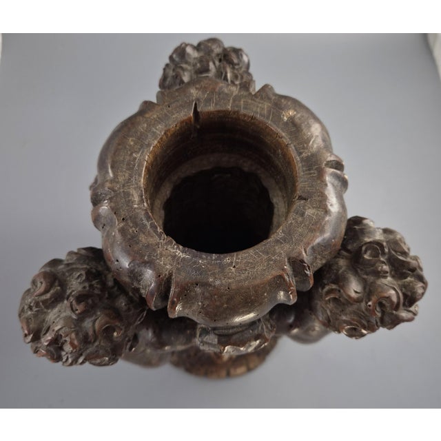18th Century Baroque Italian Carved Walnut Torchiere Base with Three Putti For Sale - Image 9 of 16
