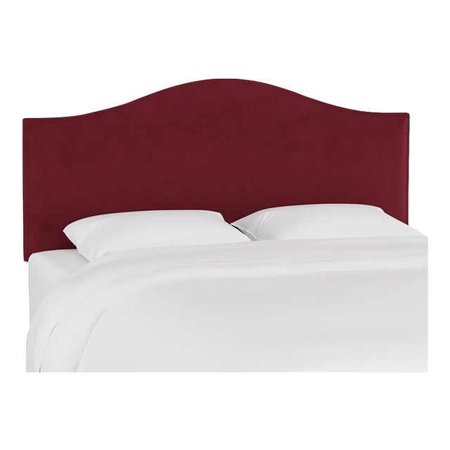Twin Camelback Headboard in Velvet Berry For Sale
