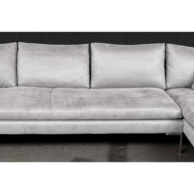 Early 21st Century B&b Italia Gray Suede Upholstered Sectional Sofa For Sale - Image 5 of 14