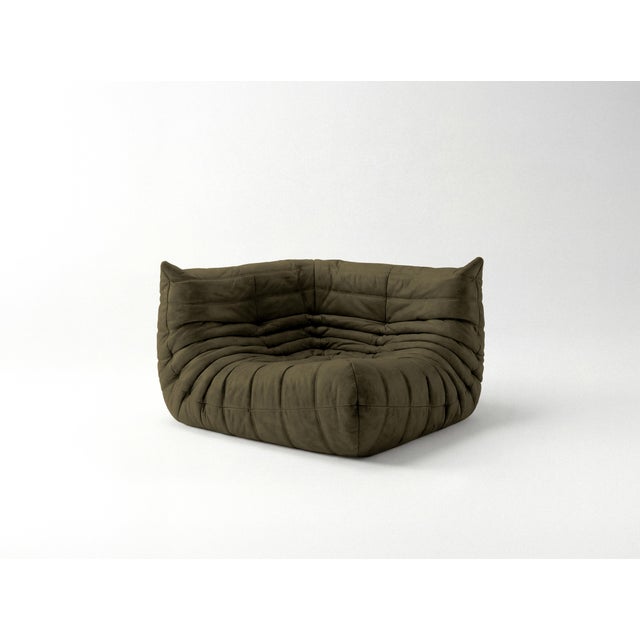 Green Togo Sofa Set in Khaki Green by Michel Ducaroy for Ligne Roset, Set of 5 For Sale - Image 8 of 14