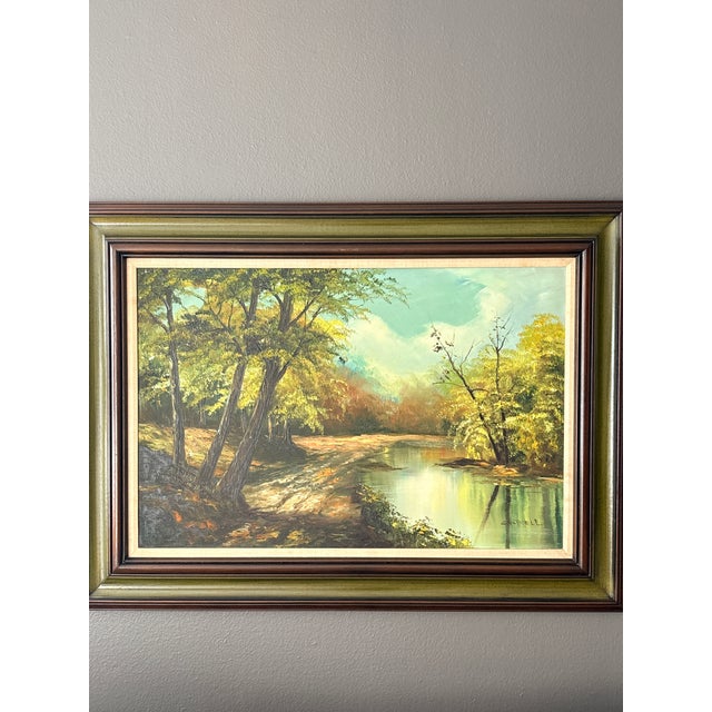 Philip Cantrell Michigan Born Artist Original Oil on Canvas Framed Midwest Landscape Midcentury Extra Large Artwork For Sale - Image 4 of 12