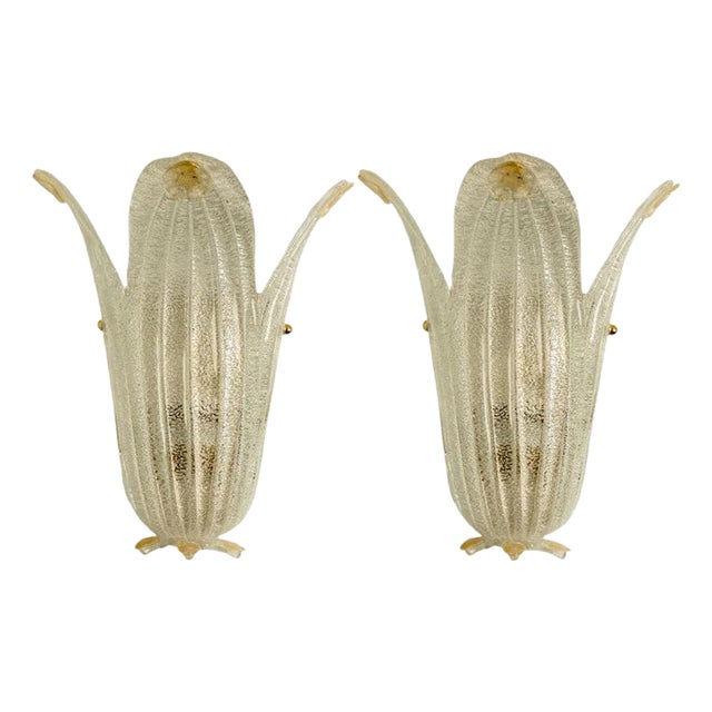 Murano Glass and Wall Sconces in style of Barovier & Toso, Italy, 1970s For Sale