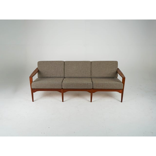 Brown Vintage Three-Seater Sofa in Teak by Illum Wikkelsø, 1960s For Sale - Image 8 of 14
