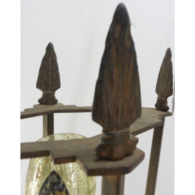 Metal Verona Arrow Bronze Lamp With Crested Globe For Sale - Image 7 of 11
