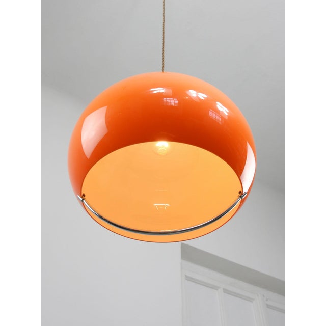 Plastic Space Age Orange Jolly Pendant Lamp by Luigi Massoni for Guzzini, 1960s For Sale - Image 7 of 18
