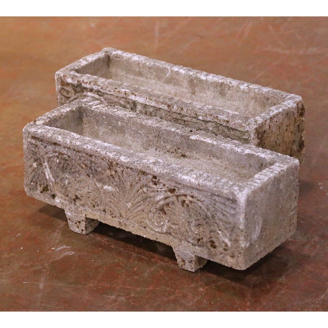 Early 20th Century Pair of Early 20th C. French Neoclassical Stone Garden Planters For Sale - Image 5 of 9