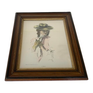 1900s Framed Harrison Fisher Lithograph “A Sketch” For Sale