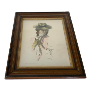 1900s Framed Harrison Fisher Lithograph “A Sketch”