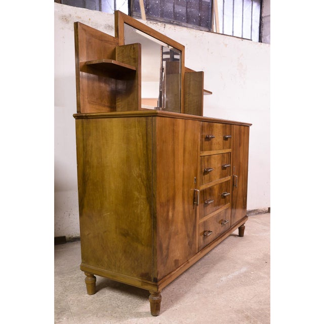 1940s Vintage Credenza with Mirror & Open Shelves, Italy, 1940s For Sale - Image 5 of 7
