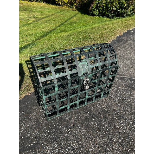 Unique Antique French 20th Century Wrought Iron Wine Chest With Lock For Sale In Cleveland - Image 6 of 8